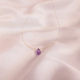 The Floating Crystal Necklace: Amethyst Teardrop