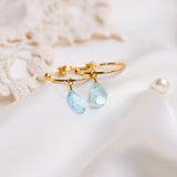 Aquamarine Drop Hoops