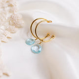 Aquamarine Drop Hoops