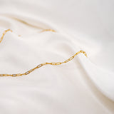 Aqua Blue Chalcedony Gold Filled Link Chain Necklace