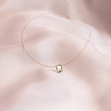 The Floating Crystal Necklace: Green Amethyst Octagon