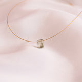The Floating Crystal Necklace: Green Amethyst Octagon