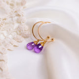 Amethyst Drop Hoops