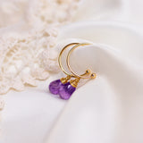 Amethyst Drop Hoops