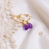 Amethyst Drop Hoops