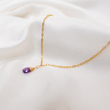 Amethyst Gold Filled Link Chain Necklace