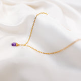 Amethyst Gold Filled Link Chain Necklace