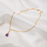 Amethyst Gold Filled Link Chain Necklace