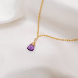 Amethyst Gold Filled Link Chain Necklace