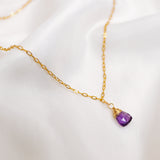 Amethyst Gold Filled Link Chain Necklace