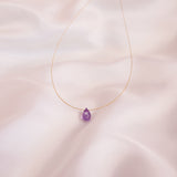 The Floating Crystal Necklace: Amethyst Teardrop