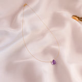 The Floating Crystal Necklace: Amethyst Teardrop