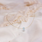 The Floating Crystal Necklace: Aquamarine Octagon
