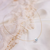The Floating Crystal Necklace: Aquamarine Octagon