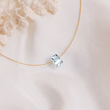 The Floating Crystal Necklace: Aquamarine Octagon