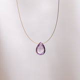 The Floating Crystal Necklace: Pink Amethyst Teardrop