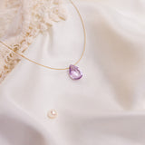 The Floating Crystal Necklace: Pink Amethyst Teardrop