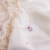 The Floating Crystal Necklace: Pink Amethyst Teardrop