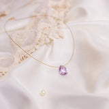 The Floating Crystal Necklace: Pink Amethyst Teardrop