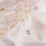 The Floating Crystal Necklace: Pink Amethyst Teardrop