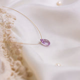 The Floating Crystal Necklace: Pink Amethyst Teardrop