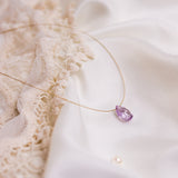 The Floating Crystal Necklace: Pink Amethyst Teardrop