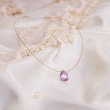 The Floating Crystal Necklace: Pink Amethyst Teardrop