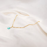 Aqua Blue Chalcedony Gold Filled Link Chain Necklace