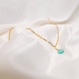 Aqua Blue Chalcedony Gold Filled Link Chain Necklace