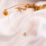 The Floating Crystal Necklace: Green Amethyst Octagon