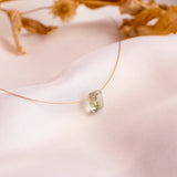 The Floating Crystal Necklace: Green Amethyst Octagon