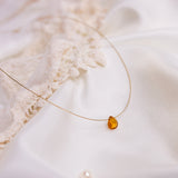 The Floating Crystal Necklace: Hessonite Garnet