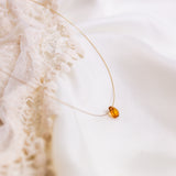 The Floating Crystal Necklace: Hessonite Garnet