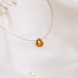 The Floating Crystal Necklace: Hessonite Garnet