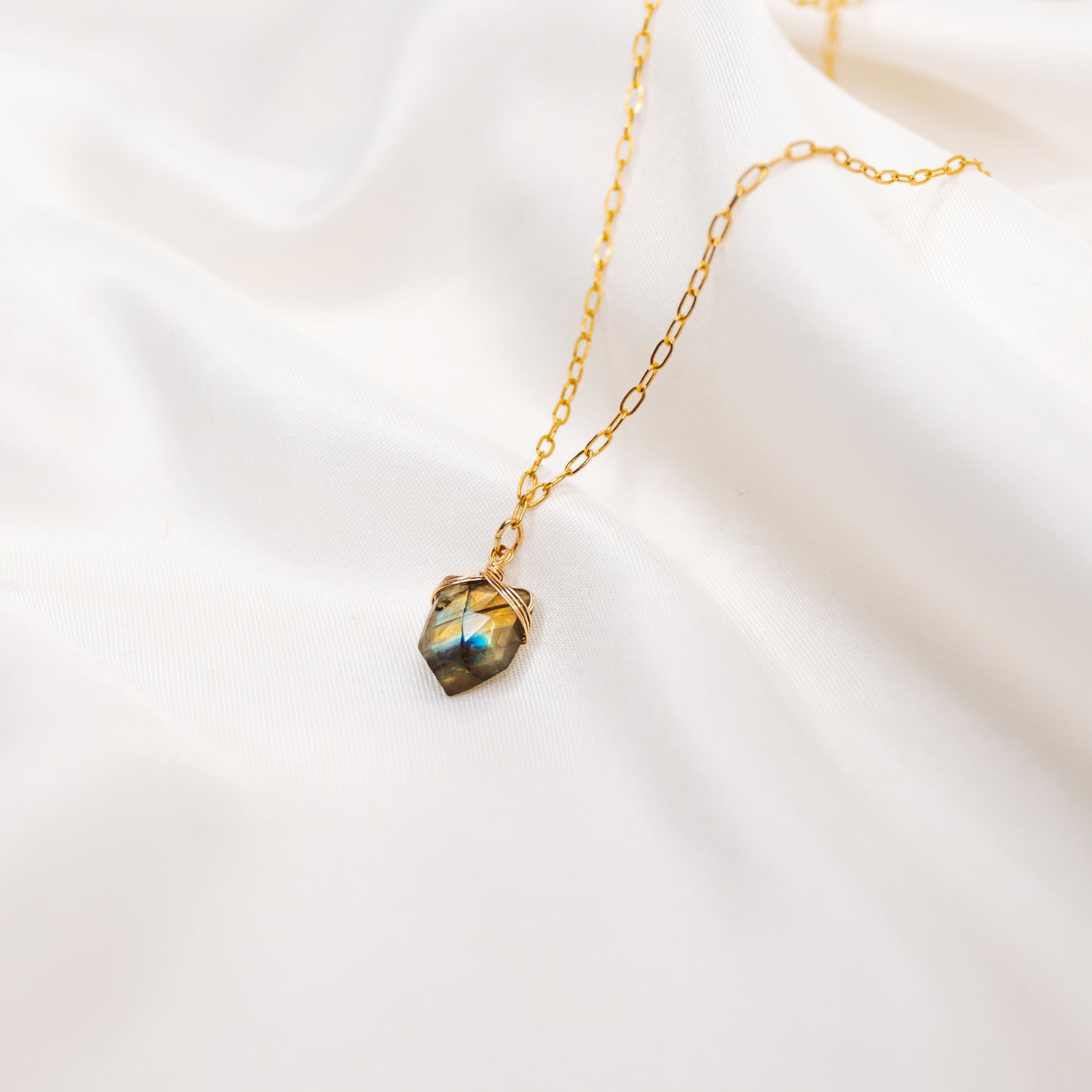 Labradorite Gold Filled Link Chain Necklace