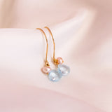 Aquamarine and Pink Pearl Gold Filled Lilibet Hooks