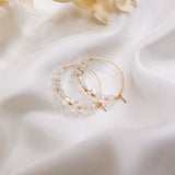 Moonstone Herkimer Diamond Gold Filled Wishing Hoops