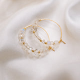 Moonstone Herkimer Diamond Gold Filled Wishing Hoops