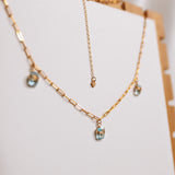 Aquamarine Gold Filled Link Chain Necklace