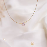 The Floating Crystal Necklace: Rose Quartz