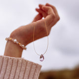 The Floating Crystal Necklace: Pink Amethyst Teardrop