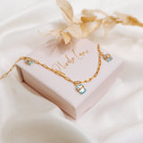 Aquamarine Gold Filled Link Chain Necklace